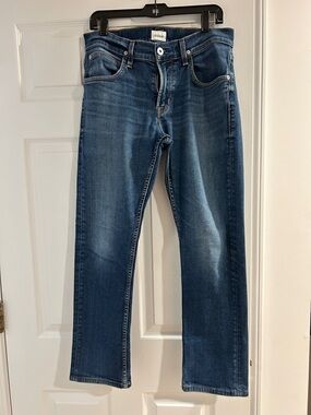 Straight-Leg Men's Dark Blue Denim Jeans